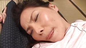 Lewd oriental maid Juri Yamaguchi with massive tits takes boner in mouth in advance of pie banging